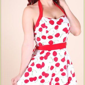 Hearts & Roses White Cherry Swing Dress